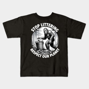 Stop Littering Respect Our Planet Kids T-Shirt